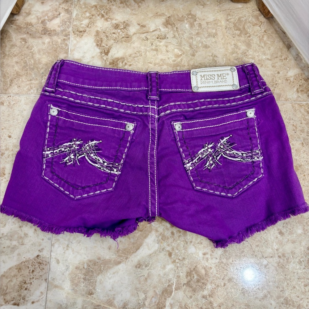 Miss Me Purple Women's Denim Shorts - Picture 2 of 7